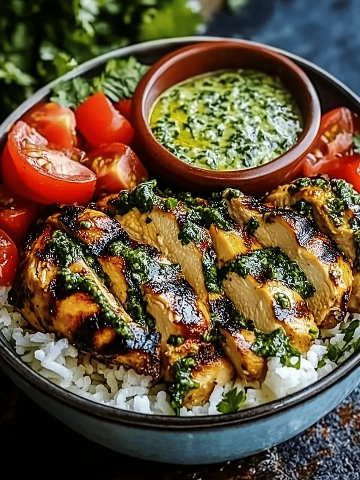 Chimichurri Grilled Chicken Bowl with Garlic Sauce