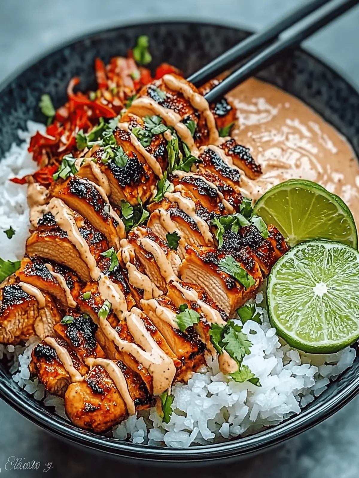Sweet Chili Chicken Bowl with Coconut Lime Drizzle