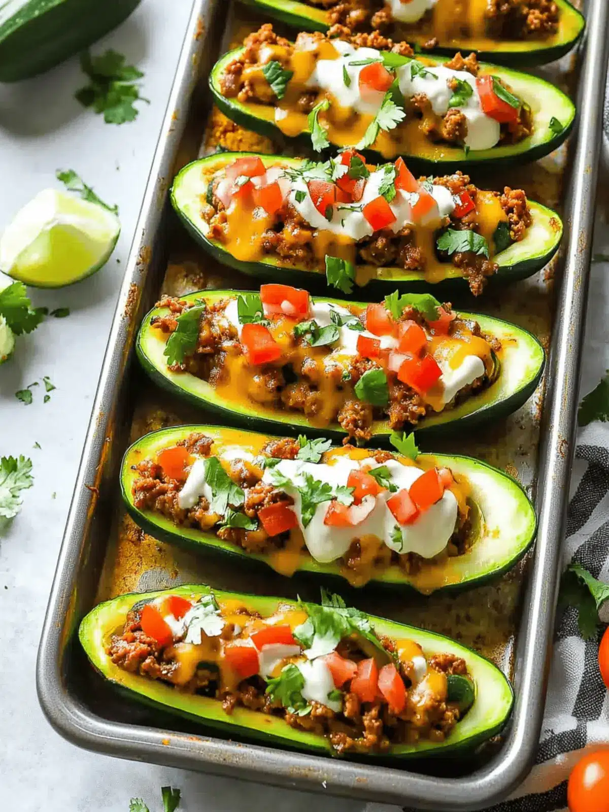 Simple Taco Stuffed Zucchini Boats