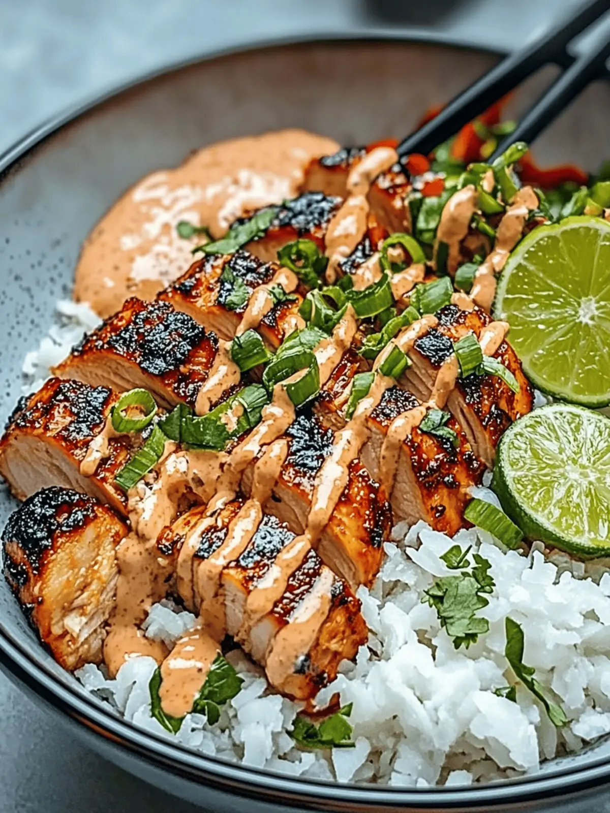 Sweet Chili Chicken Bowl with Coconut Lime Drizzle