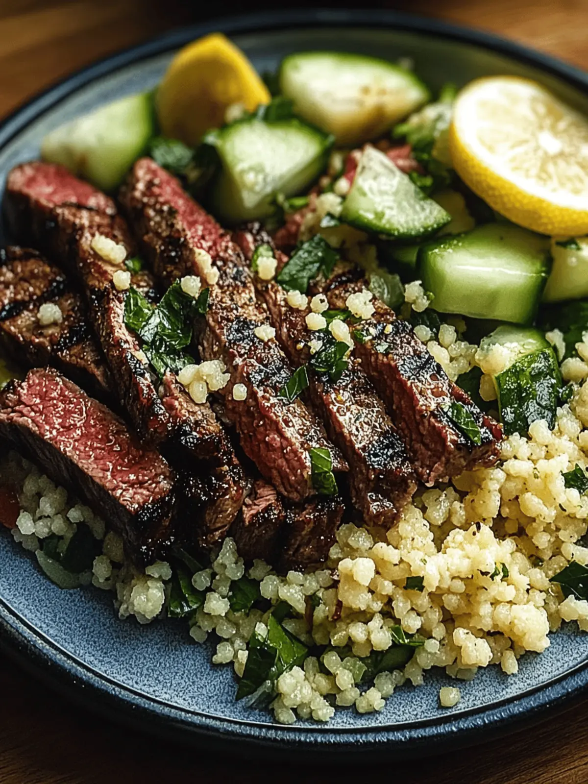 Grilled Skirt Steak with Lemon Herb Couscous Salad