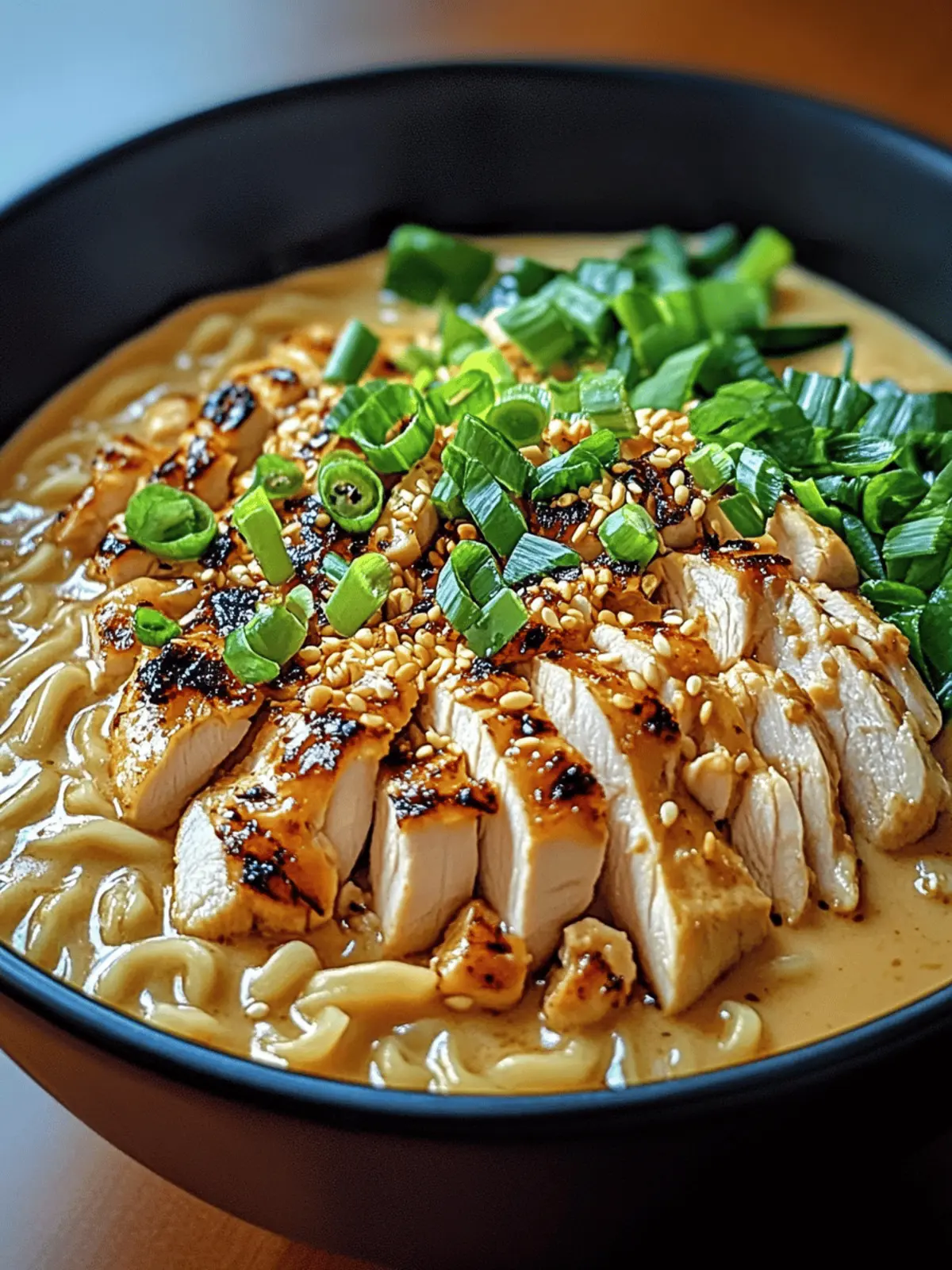 Fiery Chicken Ramen with Creamy Garlic Sauce
