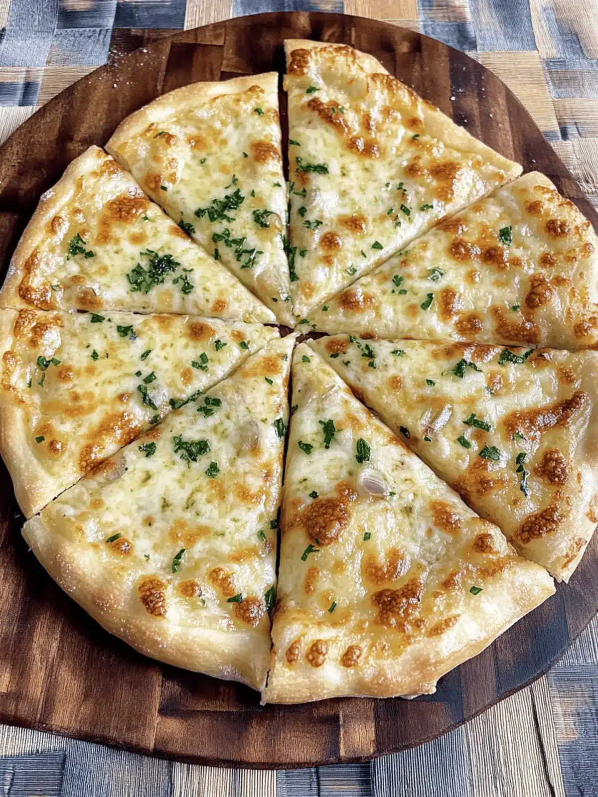 High Protein Cheesy Garlic Pizza- low calorie and over 30g protein