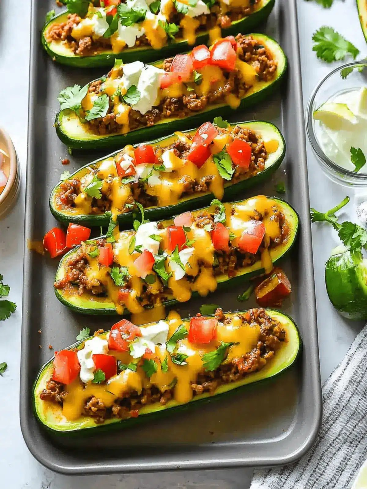 Simple Taco Stuffed Zucchini Boats