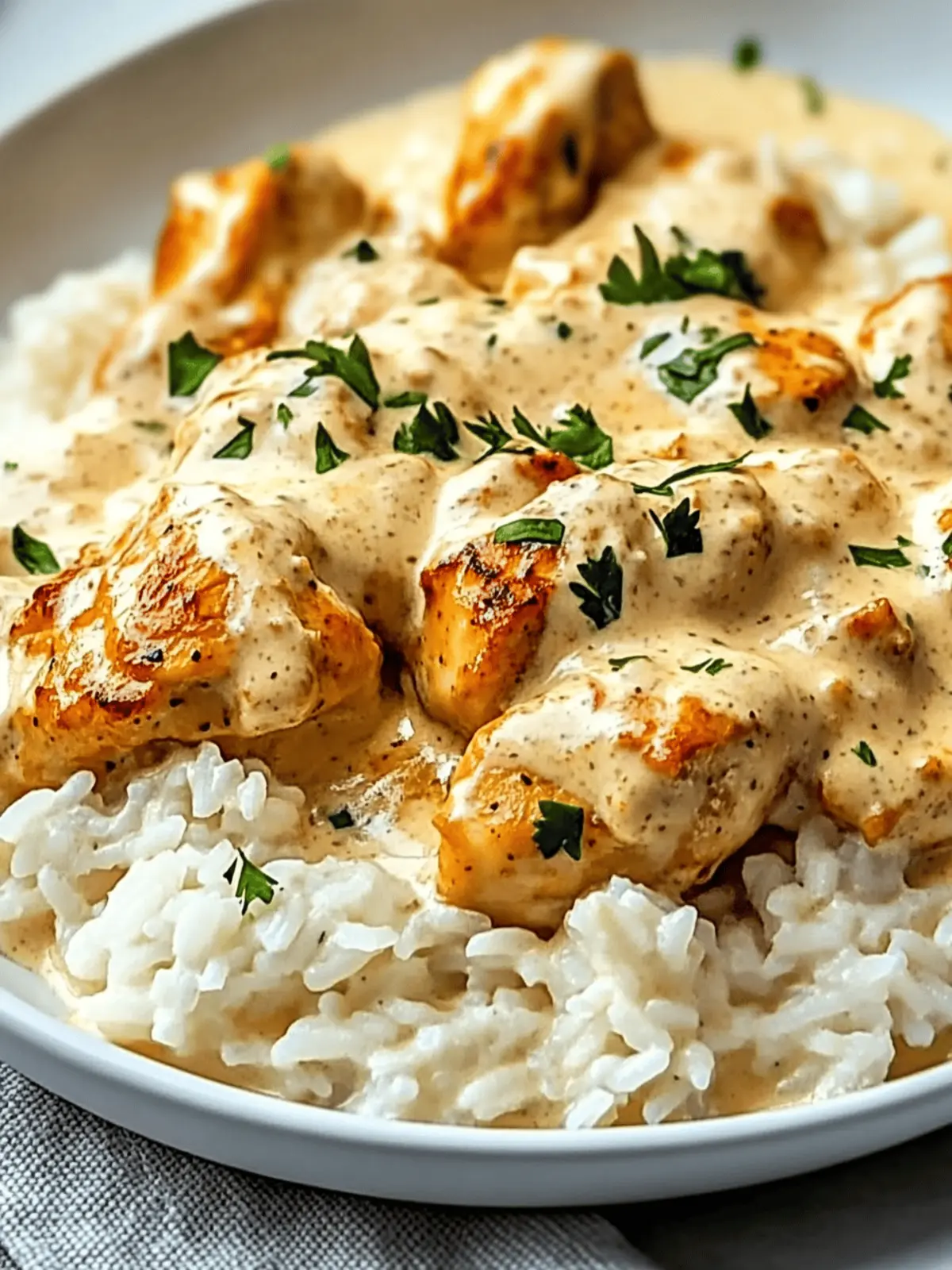 CREAMY SMOTHERED CHICKEN AND RICE RECIPE