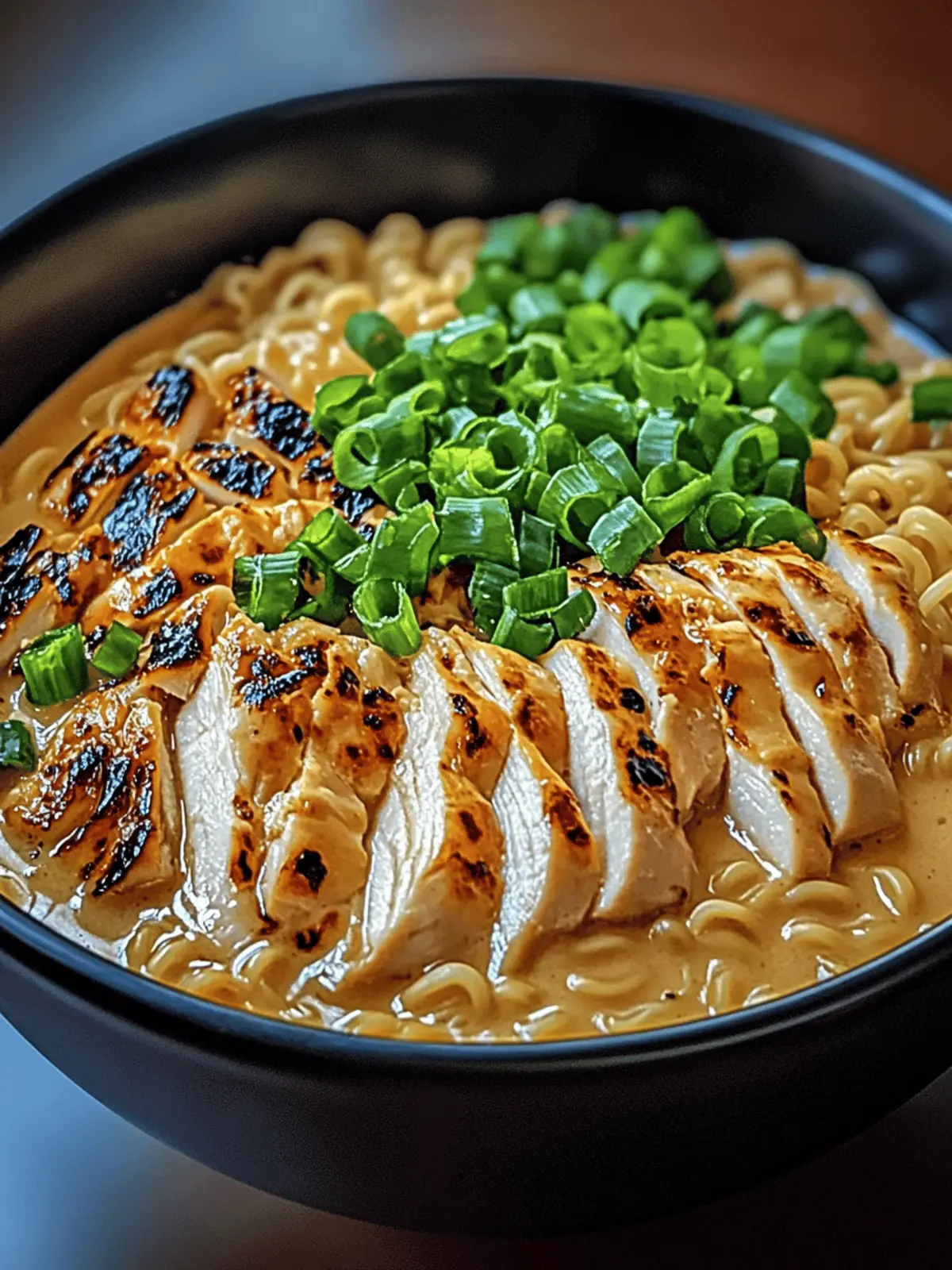 Fiery Chicken Ramen with Creamy Garlic Sauce