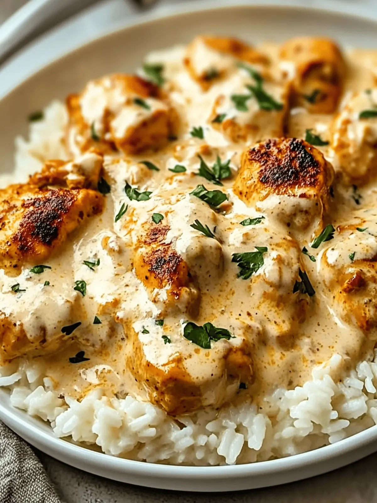 CREAMY SMOTHERED CHICKEN AND RICE RECIPE