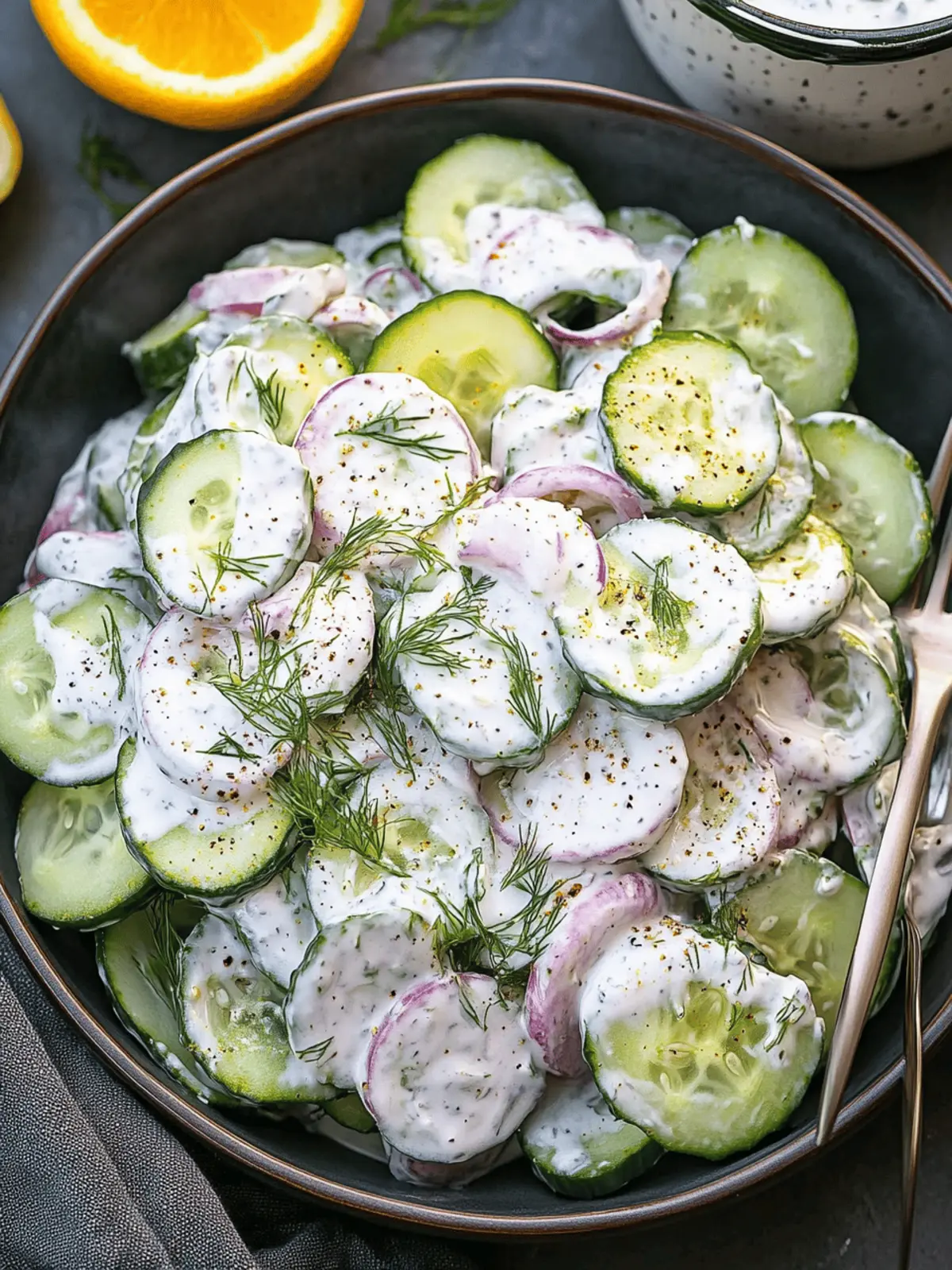 Creamy Cucumber Salad with Greek Yogurt Dressing