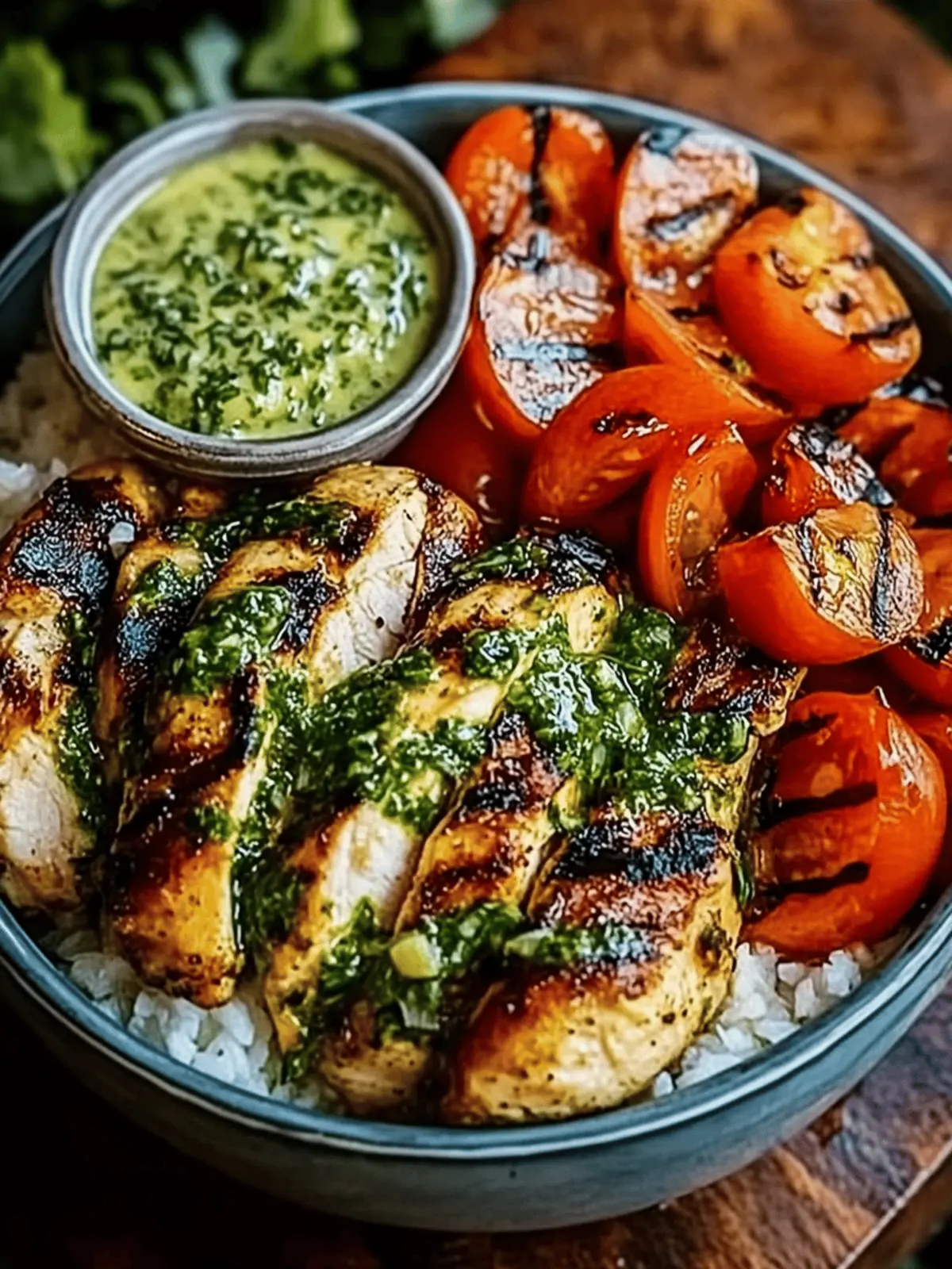 Chimichurri Grilled Chicken Bowl with Garlic Sauce
